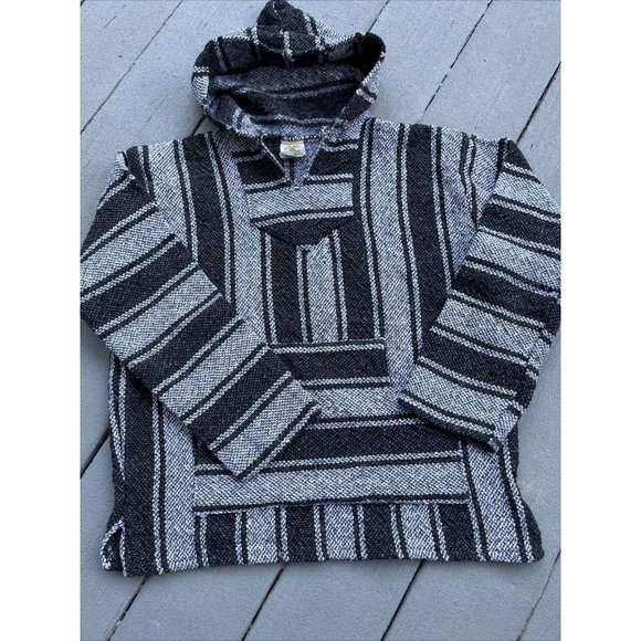 Sunpecs Other - Sunspecs Black Poncho Bohemian Mexican Baja Pullover Hoodie Hippie Woven Medium